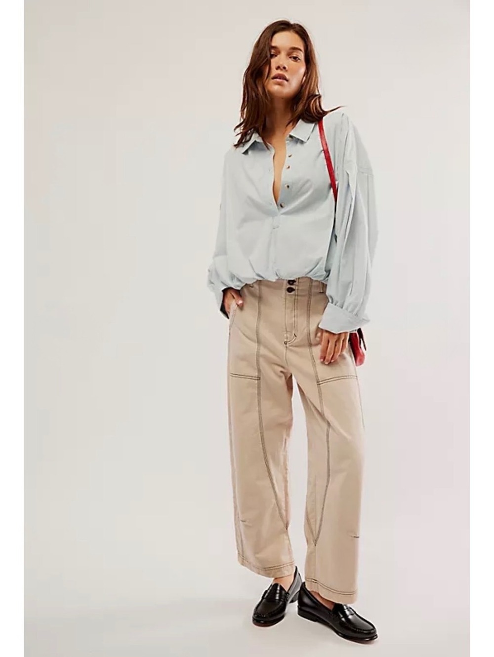 NWOT Free People Sawyer Carpenter Pants in Morning Oat size 10
